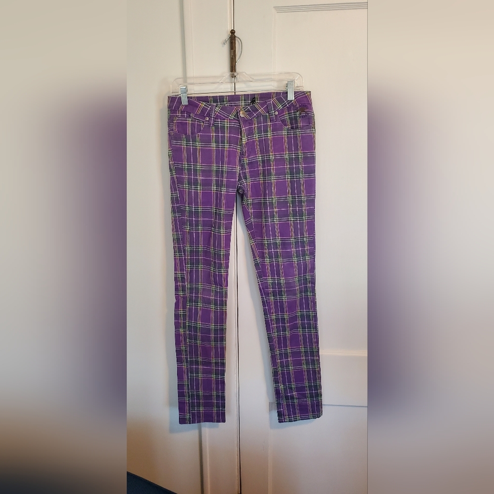 Criminal Damage Purple Plaid Leggings